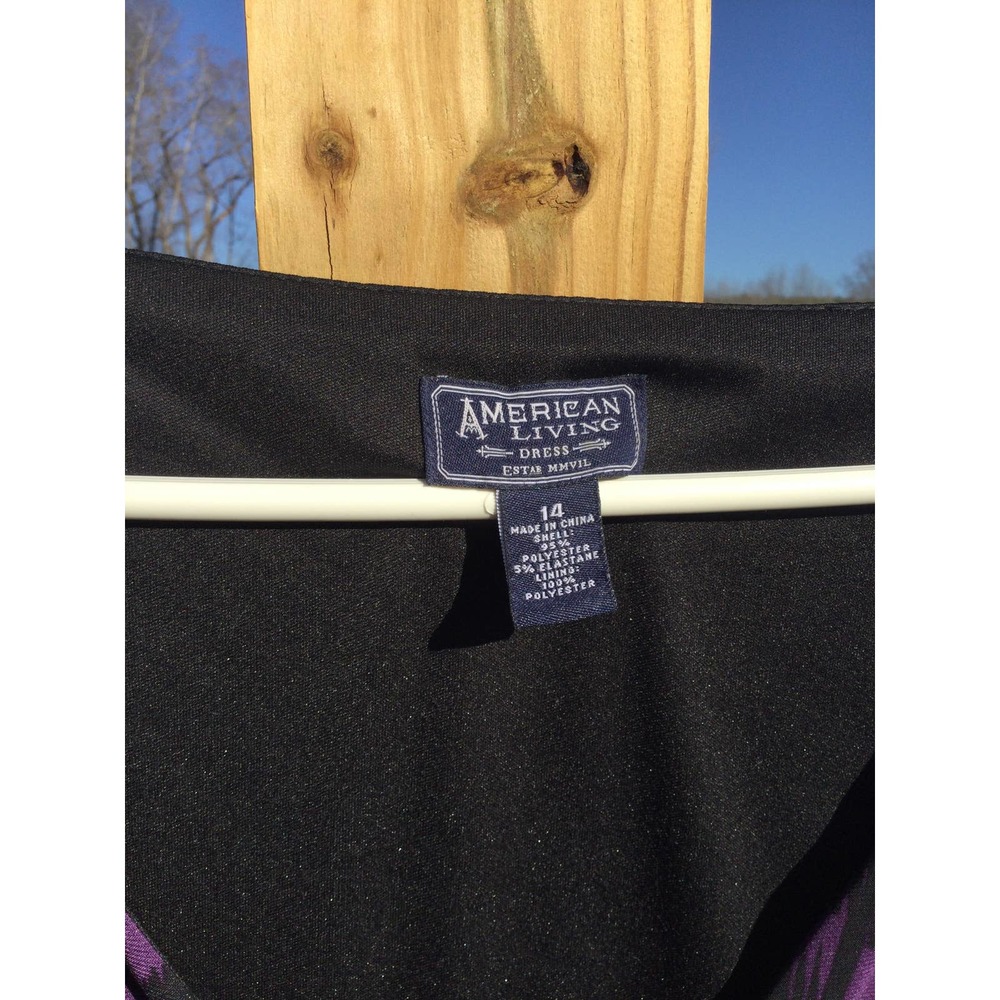 American Living 14 Dress purple black plus jersey knit work 3/4 length sleeve - Picture 6 of 10